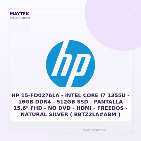 HP 15-FD0276LA | Intel CORE I7 1355U | 16GB DDR4 | 512GB SSD | Pantalla 15,6" FHD | NO DVD | HDMI | Freedos | Dorado Calido (