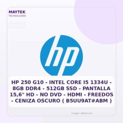 HP 250 G10 | Intel CORE I5 1334U | 8GB DDR4 | 512GB SSD | Pantalla 15,6" HD | NO DVD | HDMI | Freedos | Ceniza Oscuro (
