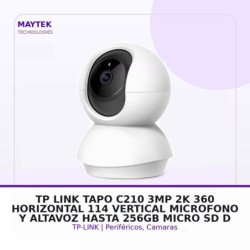 Tp-link TAPO C210 - 3MP 2K - 360 Horizontal - 114 Vertical - Microfono Y Altavoz - Hasta 256gb Micro SD - Deteccion DE