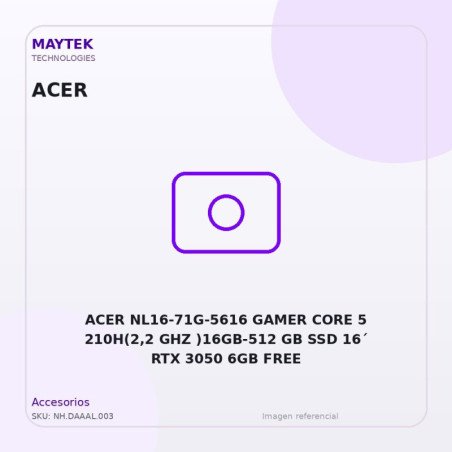 Intel CORE 5 210H(2,2 GHZ )16GB-512GB SSD -16"-RTX 3050 6GB- FREE
