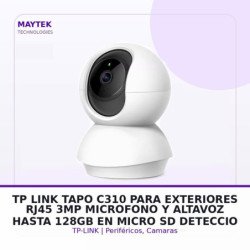 Tp-link TAPO C310 - PARA Exteriores - RJ45 - 3MP - Microfono Y Altavoz - Hasta 128gb EN Micro SD - Deteccion DE Movimiento