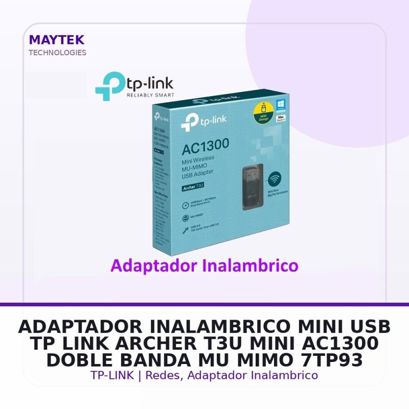 Tp-link Adaptador Inalambrico Mini USB Tp-link Archer T3U Mini - Ac1300 - Doble Banda - Mu-mimo