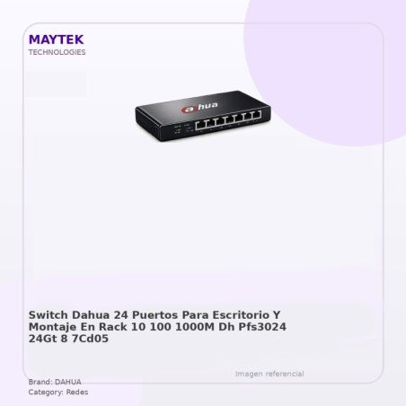 HP Switch Dahua 24 Puertos - Para Escritorio Y Montaje En Rack - 10/100/1000m - Dh-pfs3024-24gt 8