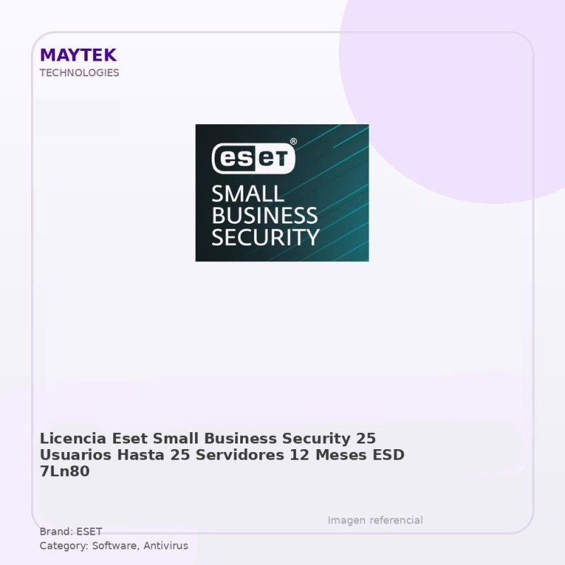 Eset Licencia Eset Small Business Security 25 Usuarios - Hasta 25 Servidores - 12 Meses ESD