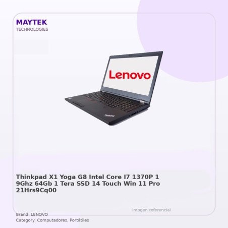 Thinkpad X1 Yoga G8 Intel Core I7 1370p(1,9ghz)64gb-1 Tera SSD -14"touch Win 11 Pro