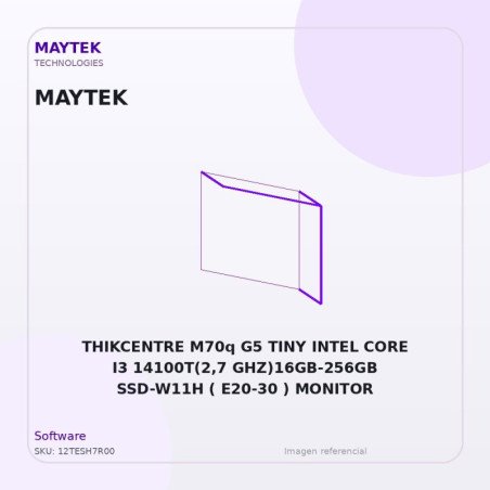 12tesh7r00 Thikcentre M70Q G5 Tiny Intel Core I3 14100t(2,7 Ghz)16gb-256gb Ssd-w11h ( E20-30 ) Monitor Thinkvision 19,5´´