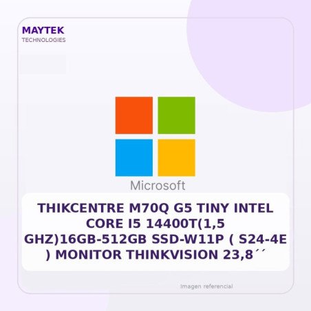 Thikcentre M70Q G5 Tiny Intel Core I5 14400t(1,5 Ghz)16gb-512gb Ssd-w11p ( S24-4e ) Monitor Thinkvision 23,8´´