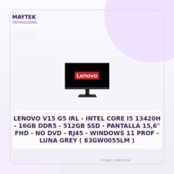 Lenovo V15 G5 IRL | Intel CORE I5 13420H | 16GB DDR5 | 512GB SSD | Pantalla 15.6" FHD | NO DVD | HDMI | RJ45 | Freedos | LUNA