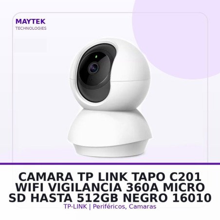 CAMARA TP-LINK Tapo C201 WiFi Vigilancia 360Â° Micro SD Hasta 512GB Negro