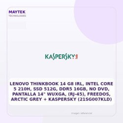 Lenovo Thinkbook 14 G8 IRL, Intel Core 5 210h, SSD 512g, DDR5 16gb, NO DVD, Pantalla 14" Wuxga, (rj-45), Freedos, Arctic Grey