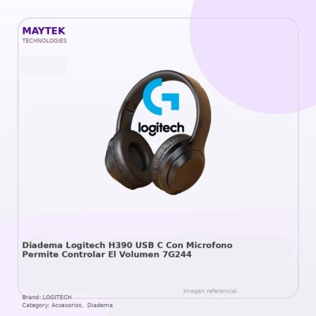 Diadema Logitech H390 | USB -C | con Microfono | Permite Controlar el Volumen