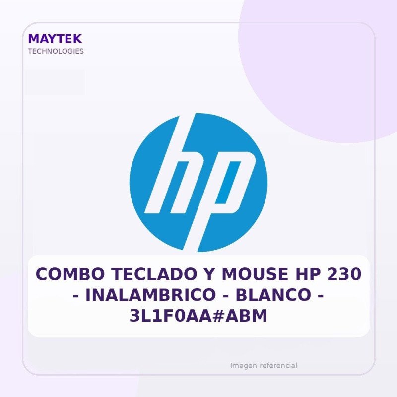 Combo Teclado y Mouse HP 230 | Inalambrico | Blanco | 3L1F0AA#ABM