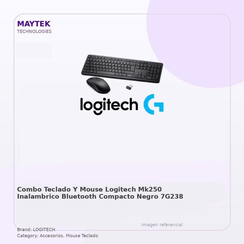 Combo Teclado y Mouse Logitech MK250 | Inalambrico | Bluetooth | Compacto | Negro