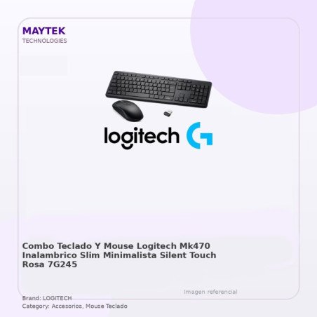 Combo Teclado y Mouse Logitech MK470 | Inalambrico | SLIM | Minimalista | Silent Touch | ROSA