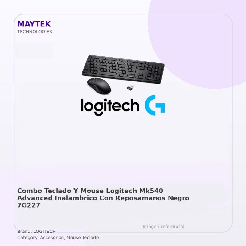 Combo Teclado y Mouse Logitech MK540 Advanced | Inalambrico | con Reposamanos | Negro