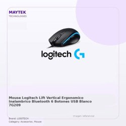 Mouse Logitech LIFT Vertical | Ergonomico | Inalambrico | Bluetooth | 6 Botones | USB | Blanco