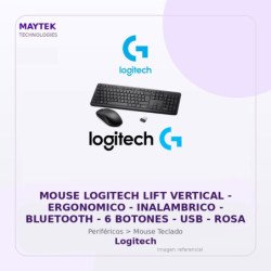 Mouse Logitech LIFT Vertical | Ergonomico | Inalambrico | Bluetooth | 6 Botones | USB | ROSA