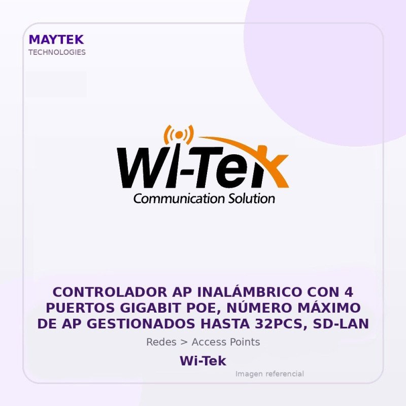 Wi-Tek Controlador AP Inalámbrico con 4 Puertos Gigabit POE, Número Máximo de AP Gestionados Hasta 32PCS, SD-LAN