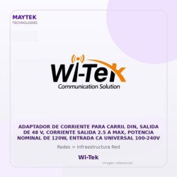 Wi-Tek Adaptador de Corriente para Carril DIN, Salida de 48 V, Corriente Salida 2.5 a MAX, Potencia Nominal de 120W, Entrada CA