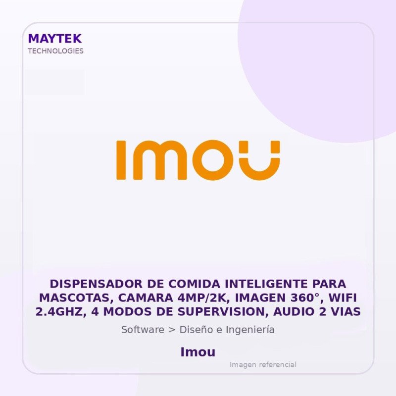 Dispensador DE Comida Inteligente PARA Mascotas, Camara 4mp/2k, Imagen 360°, WIFI 2.4ghz, 4 Modos DE Supervision, Audio 2
