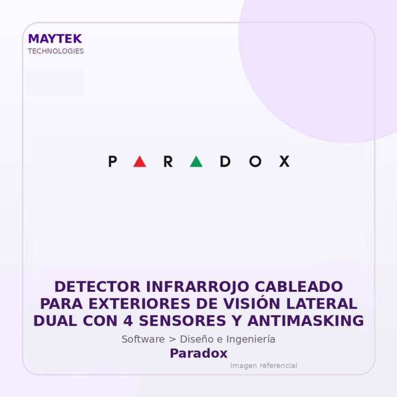 Detector Infrarrojo Cableado PARA Exteriores DE Visión Lateral DUAL CON 4 Sensores Y Antimasking