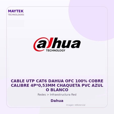 Cable UTP CAT6 Dahua OFC 100% Cobre Calibre 4P*0,53MM Chaqueta PVC AZUL O Blanco