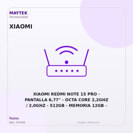 Xiaomi Redmi NOTE 15 PRO | Pantalla 6,77" | OCTA CORE 2,2GHZ / 2,0GHZ | 512GB | Memoria 12GB | Triple Camara | Android 15 | DUAL
