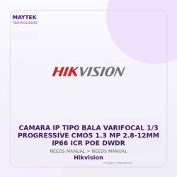 Hikvision Camara Ip Tipo Bala Varifocal 1/3 Progressive Cmos 1.3 Mp 2.8-12Mm Ip66 Icr POE Dwdr