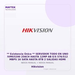 Hikvision ** Existencia Única ** Servidor Todo En Uno Ivms5200 256Ch Hasta 12Mp Ab E/S 576/512 Mbps 16 Sata Hasta 8Tb 2 Salidas