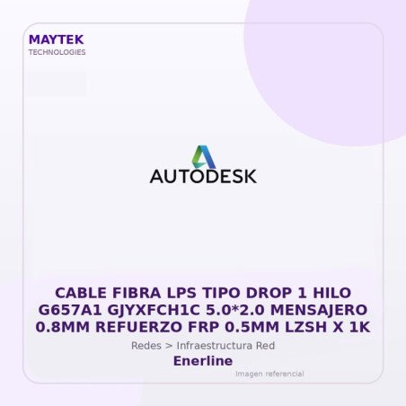 Enerline Cable Fibra LPS TIPO DROP 1 HILO G657A1 GJYXFCH1C 5.0*2.0 Mensajero 0.8MM Refuerzo FRP 0.5MM LZSH X 1K