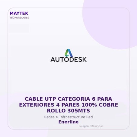 Enerline Cable UTP Categoria 6 para Exteriores 4 Pares 100% Cobre Rollo 305MTS