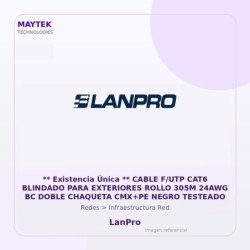 LanPro Cable F/UTP CAT6 Blindado para Exteriores Rollo 305M 24AWG BC Doble Chaqueta Cmx+pe Negro Testeado