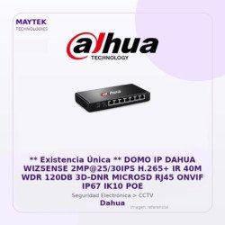Dahua ** Existencia Única ** Domo Ip Dahua Wizsense 2Mp@25/30Ips H.265+ Ir 40M Wdr 120Db 3D-Dnr Microsd Rj45 Onvif Ip67 Ik10 PO