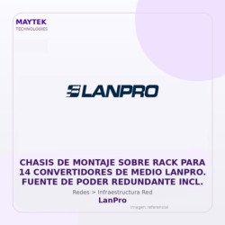 LanPro Chasis de Montaje Sobre RACK para 14 Convertidores de Medio Lanpro. Fuente de Poder Redundante INCL.