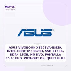 Asus Vivobook X1502va-nj929, Intel Core I7 13620h, SSD 512gb, DDR4 16gb, No Dvd, Pantalla 15.6" FHD, Without Os, Quiet Blue