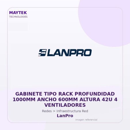 LanPro Gabinete TIPO RACK Profundidad 1000MM Ancho 600MM Altura 42U 4 Ventiladores