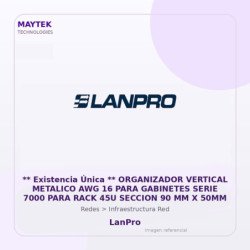 LanPro Organizador Vertical Metalico AWG 16 para Gabinetes Serie 7000 para RACK 45U Seccion 90 MM X 50MM