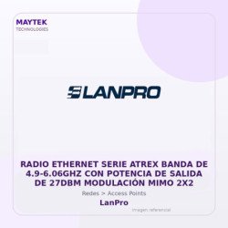 LanPro Radio Ethernet Serie Atrex Banda de 4.9-6.06GHZ con Potencia de Salida de 27DBM Modulación MIMO 2X2