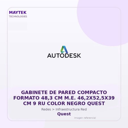 Quest Gabinete de Pared Compacto Formato 48,3 CM M.E. 46,2X52,5X39 CM 9 RU Color Negro Quest